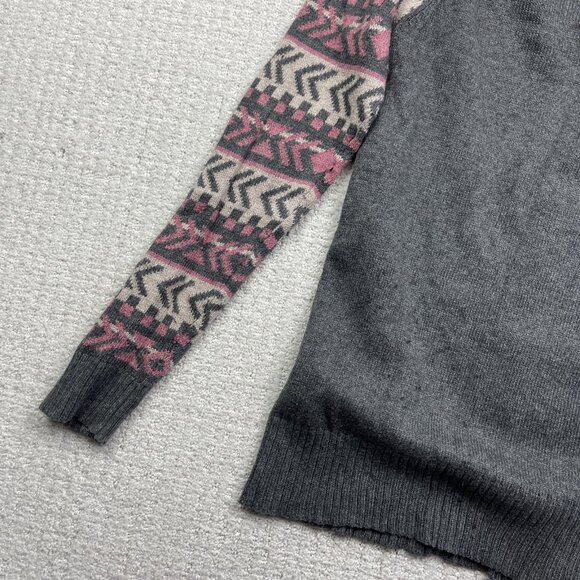 American Eagle Outfitters Love Polar Bear Grey / Pink Nordic Sweater Wom M - Picture 12 of 14